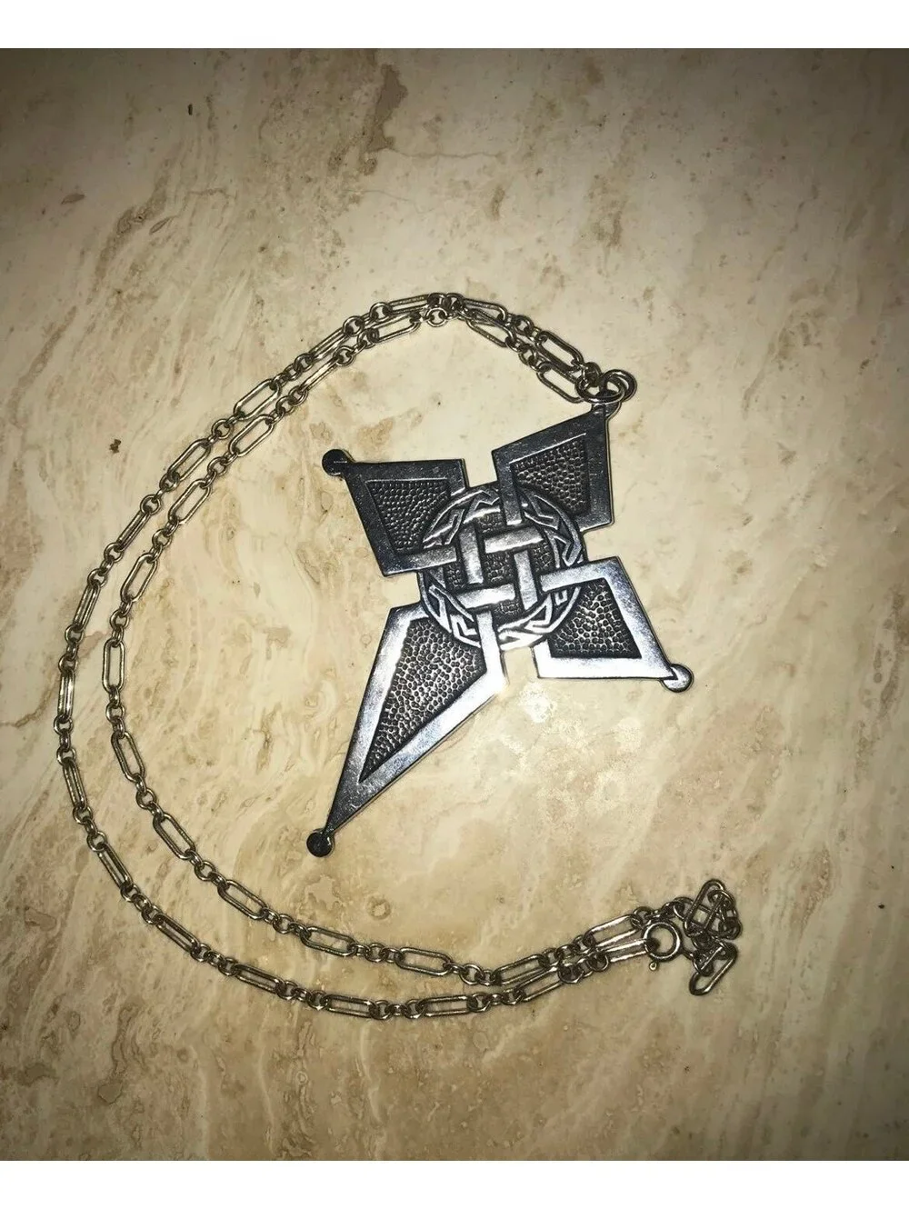 Viking Celtic Gothic Cross Sterling Silver solid 925 rare antique necklace